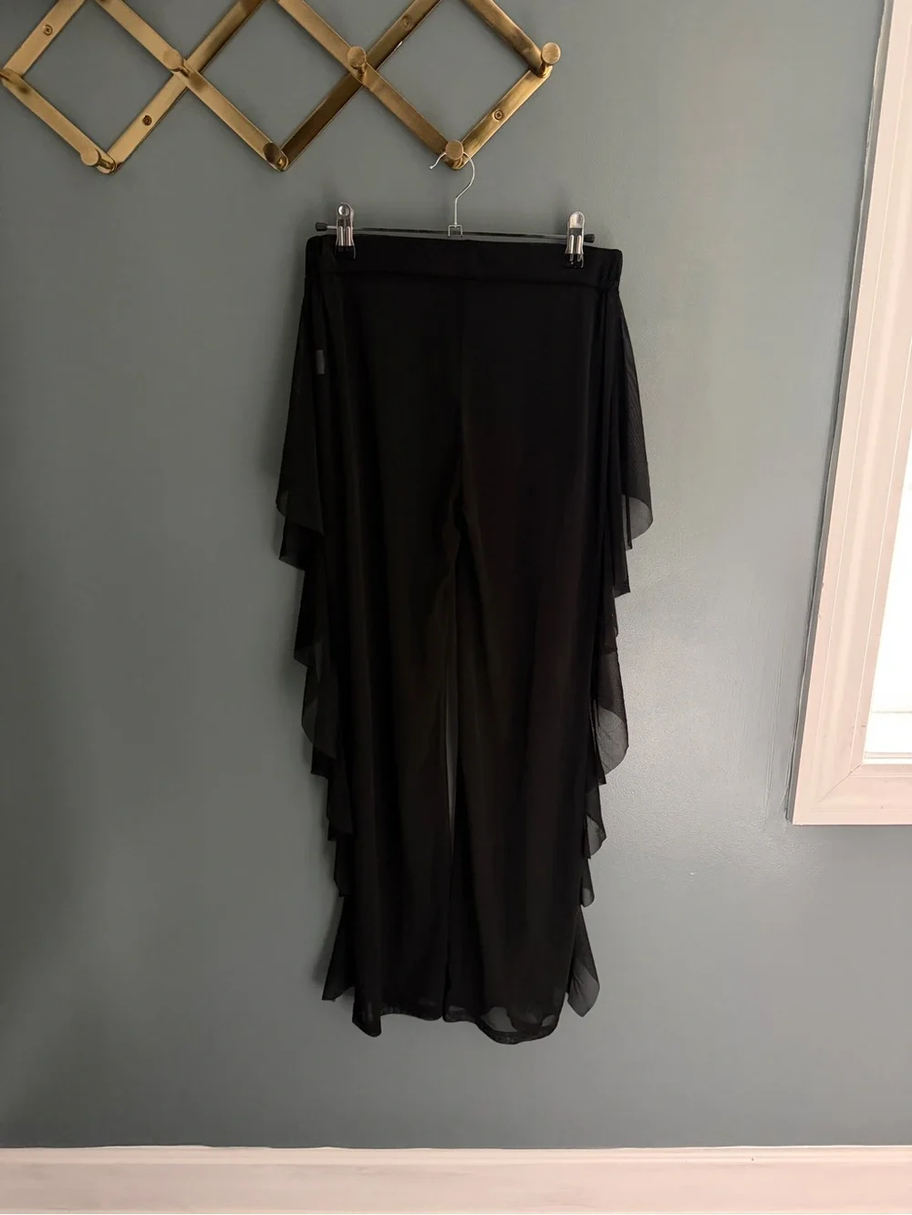 Black Layered Ruffle Sheet Pants